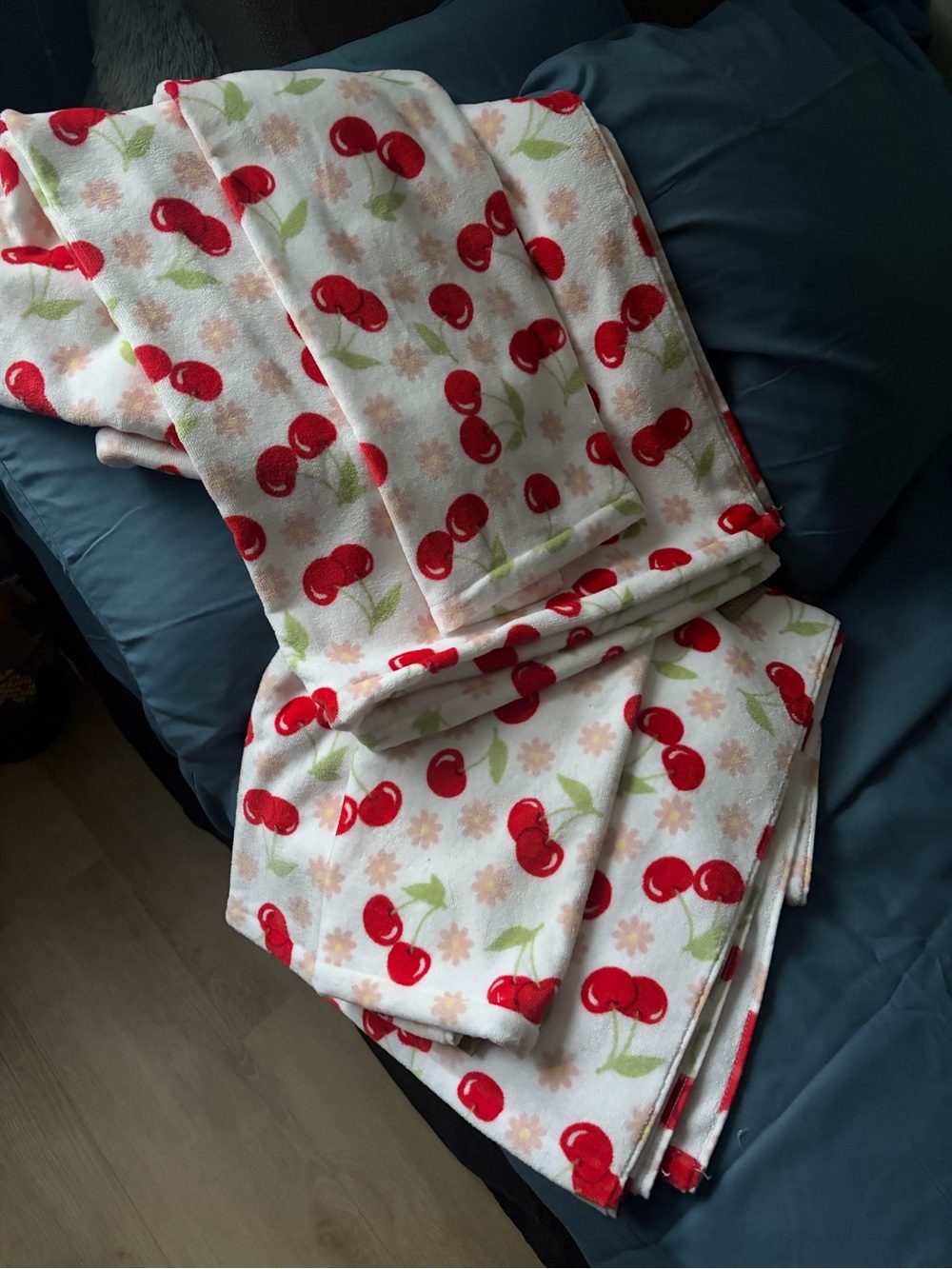 Kids Cherry Print Pajama Set - White and Red